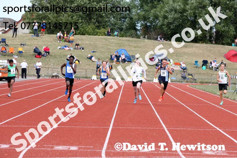 Boys under-13s 100 metres, 2018 Northern Under-17s/U-15s/U-13s Champs., Wavertree Athletics Centre, Liverpool. Photo: David T. Hewitson/Sports for All Pics
